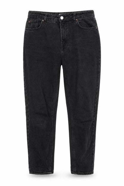 Front view of Denim Co women’s black cotton straight jeans, size UK 12, 27-inch leg regular