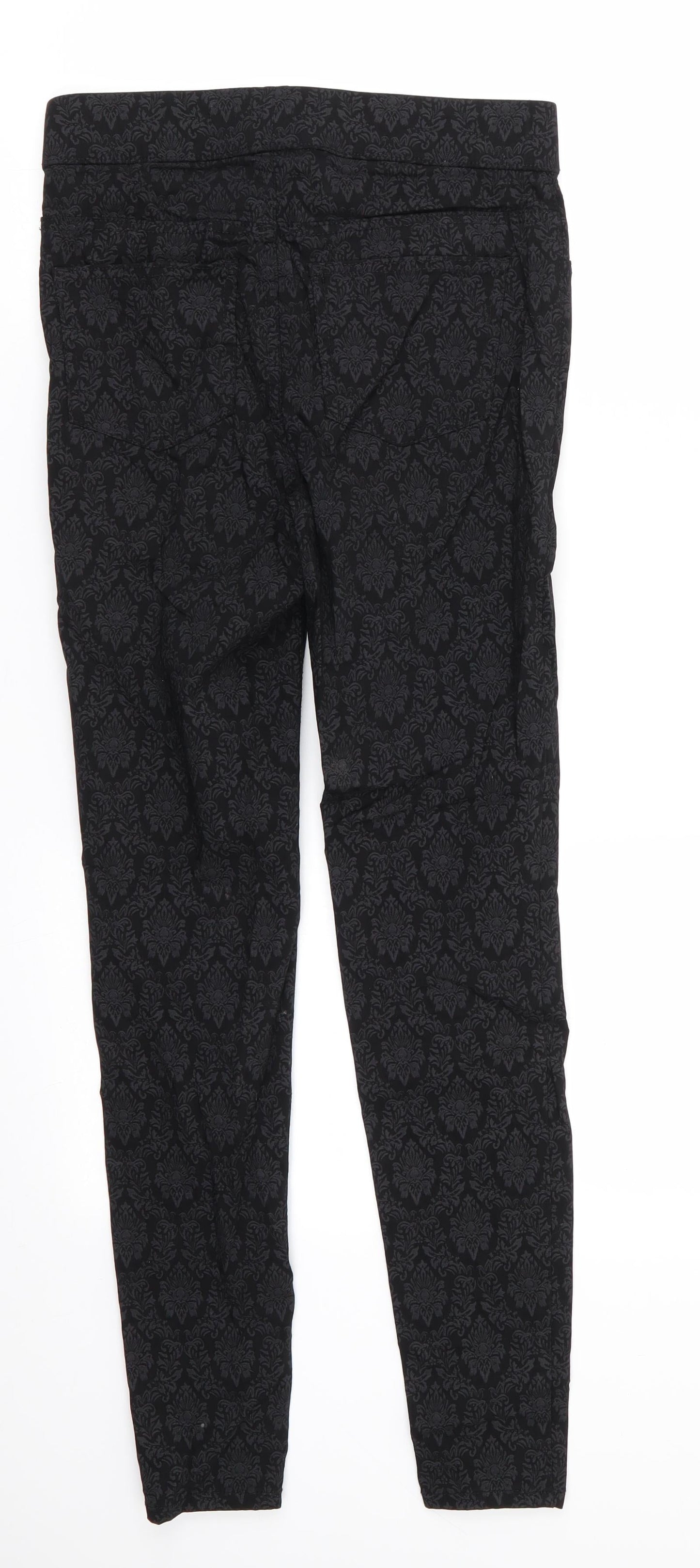 TU Womens Black Floral Viscose Jegging Jeans Size 8 L27 in Regular  - Embossed black grey pattern