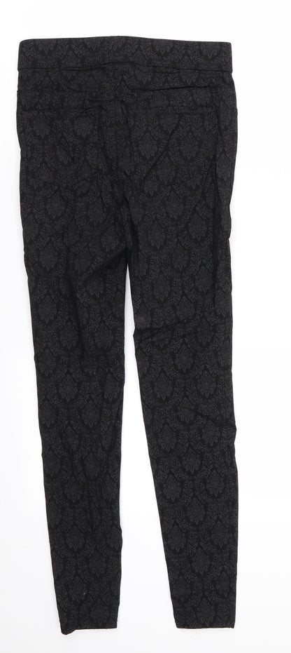 TU Womens Black Floral Viscose Jegging Jeans Size 8 L27 in Regular  - Embossed black grey pattern