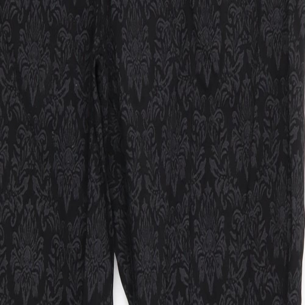 TU Womens Black Floral Viscose Jegging Jeans Size 8 L27 in Regular  - Embossed black grey pattern