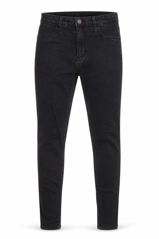 Front view of Hollister women’s black cotton skinny jeans, size UK 25, in, 27-inch leg regular