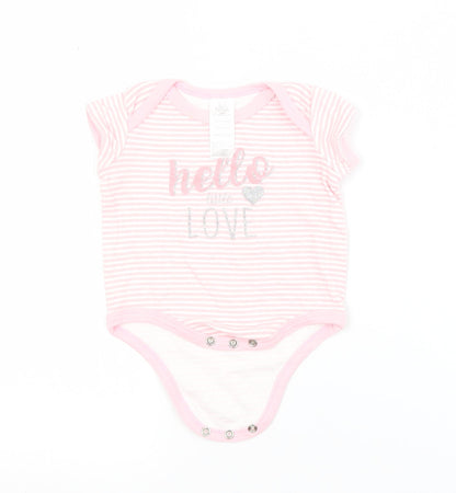 Preworn Baby Pink Striped Cotton Babygrow One-Piece Size 3-6 Months