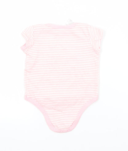 Preworn Baby Pink Striped Cotton Babygrow One-Piece Size 3-6 Months