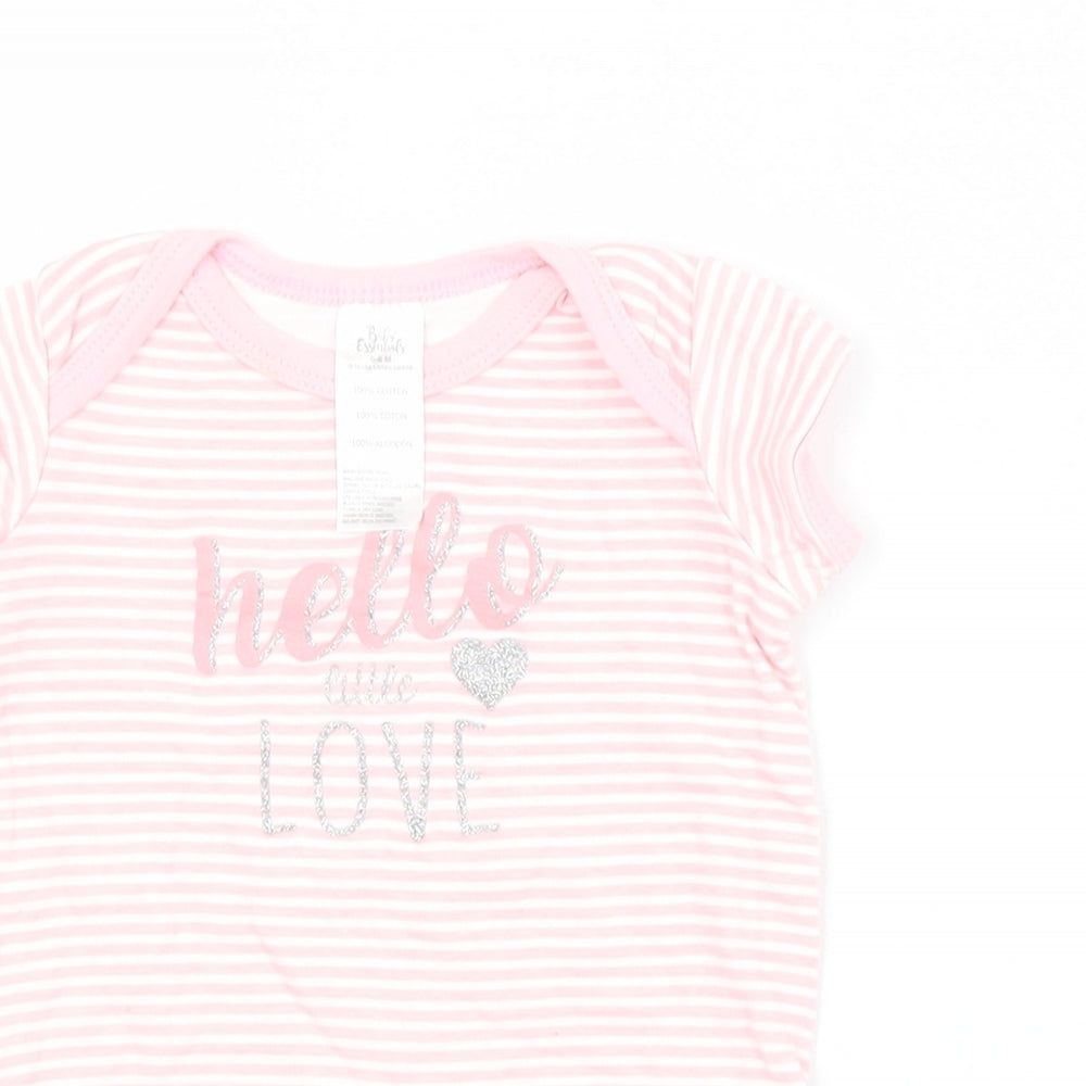Preworn Baby Pink Striped Cotton Babygrow One-Piece Size 3-6 Months
