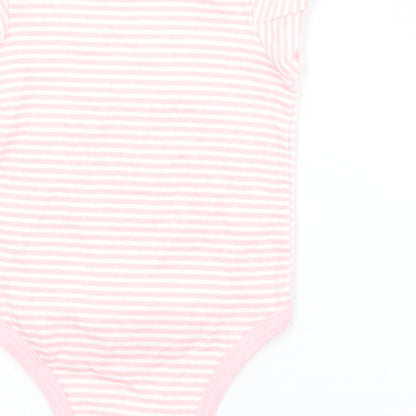 Preworn Baby Pink Striped Cotton Babygrow One-Piece Size 3-6 Months