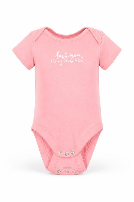 Front view of George Baby Pink Cotton Babygrow One-Piece, size 6-9, Months