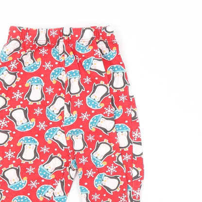 Preworn Baby Red Animal Print Cotton Jogger Trousers Size 9-12 Months