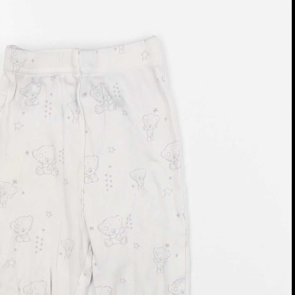George Baby White Animal Print Cotton Jogger Trousers Size 9-12 Months