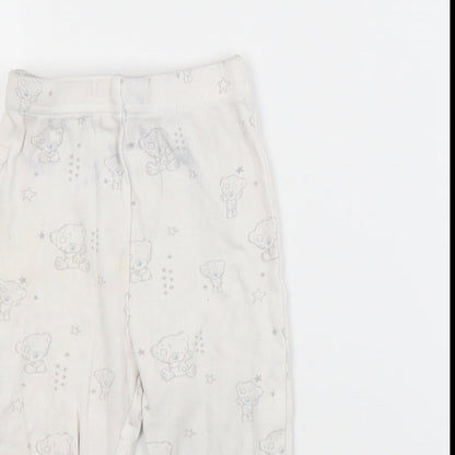 George Baby White Animal Print Cotton Jogger Trousers Size 9-12 Months