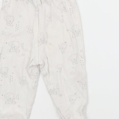George Baby White Animal Print Cotton Jogger Trousers Size 9-12 Months