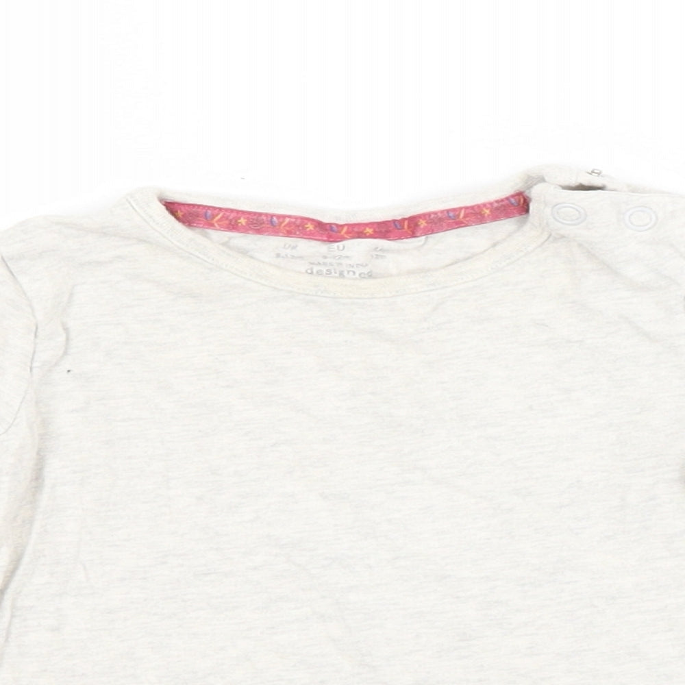 F&F Baby Grey  Cotton Basic T-Shirt Size 9-12 Months Crew Neck
