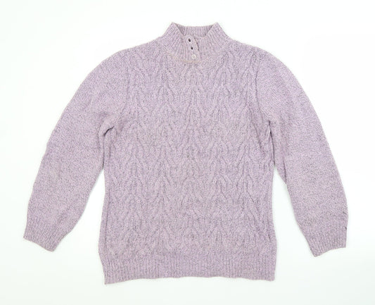 Damart Womens Purple Round Neck  Acrylic Pullover Jumper Size 10