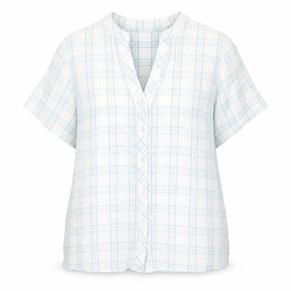 Bonmarché Womens Multicoloured Check Cotton Basic Button-Up Size 16 Collared