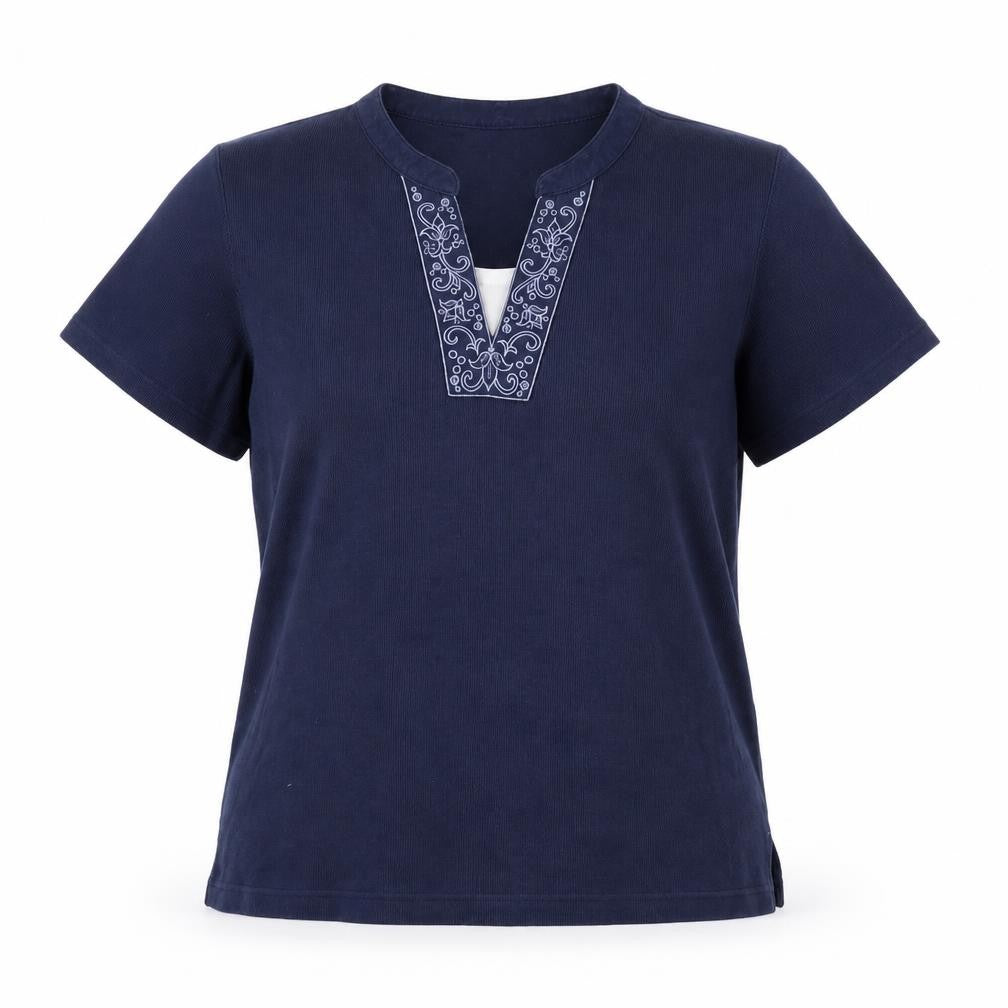Bonmarché Womens Blue  Polyester Basic Blouse Size M V-Neck