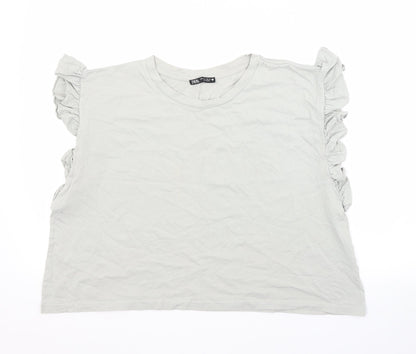 Womens UK Size L Zara Grey Basic Blouse