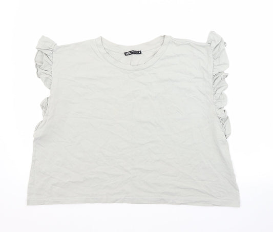 Womens UK Size L Zara Grey Basic Blouse