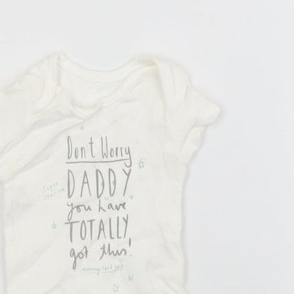George Baby White  Cotton Babygrow One-Piece Size 0-3 Months
