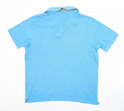 M&S Mens Blue  Cotton  Polo Size L Collared