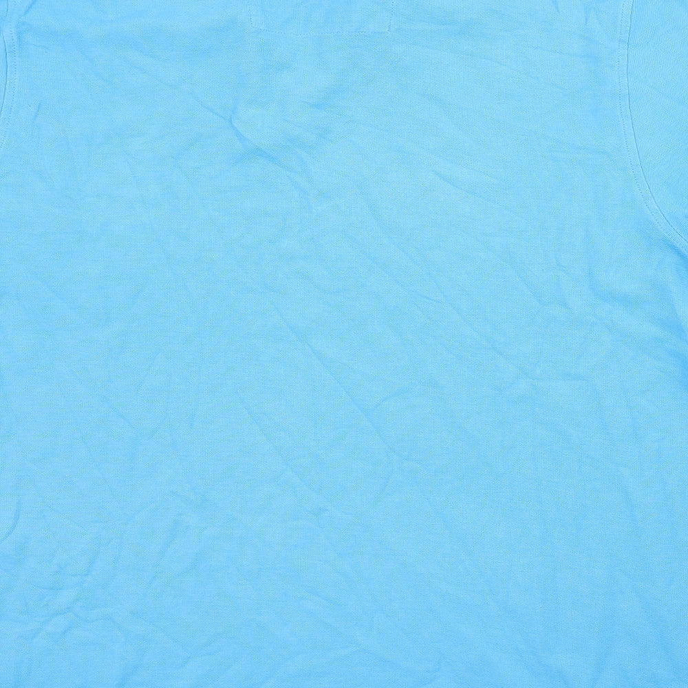 M&S Mens Blue  Cotton  Polo Size L Collared