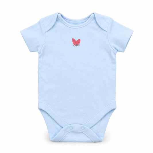 Front view of George Baby Blue Cotton Babygrow One-Piece, size 0-3, Months - LADYBUG