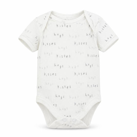 Front view of George Baby White Spotted Cotton Babygrow One-Piece, size 0-3, Months