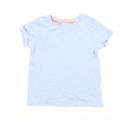NEXT Girls Blue  Cotton Basic T-Shirt Size 7 Years Crew Neck