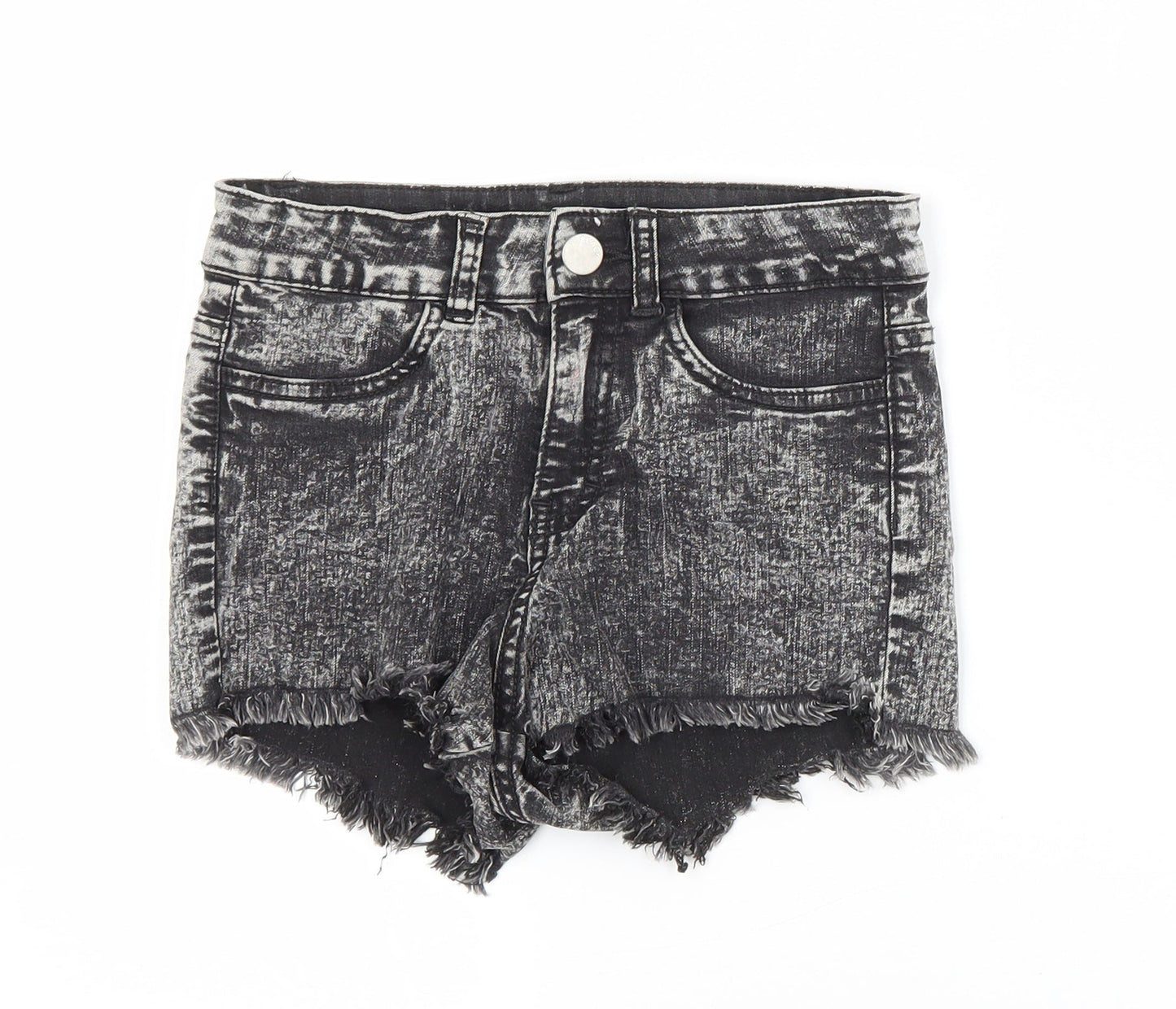 H&M Womens Grey  Cotton Cut-Off Shorts Size 6 L8 in Regular