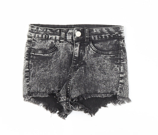 H&M Womens Grey  Cotton Cut-Off Shorts Size 6 L8 in Regular