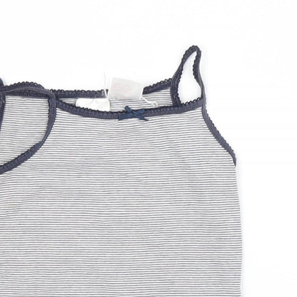 H&M Girls Blue Striped Cotton Basic Tank Size 5-6 Years Square Neck