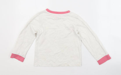Preworn Girls White  Cotton Basic T-Shirt Size 5-6 Years Crew Neck  - EASTER