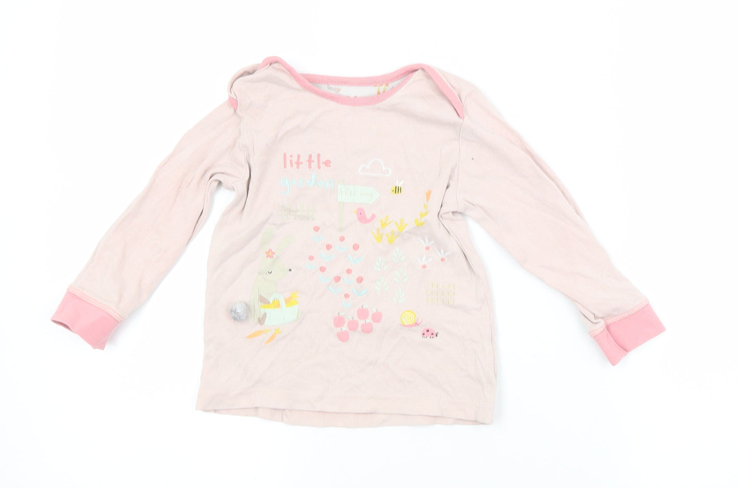 Mothercare Girls Pink  Cotton Basic T-Shirt Size 18-24 Months Crew Neck