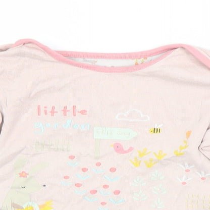 Mothercare Girls Pink  Cotton Basic T-Shirt Size 18-24 Months Crew Neck