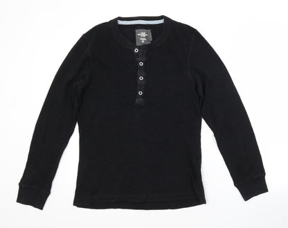 H&M Mens Black  Cotton  Polo Size S Crew Neck