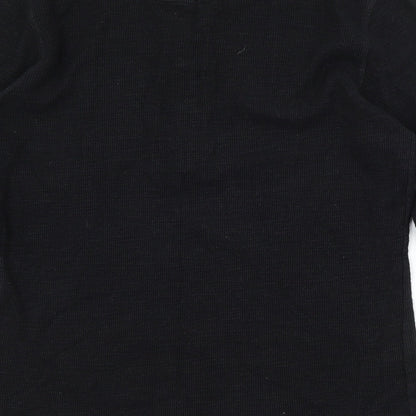 H&M Mens Black  Cotton  Polo Size S Crew Neck