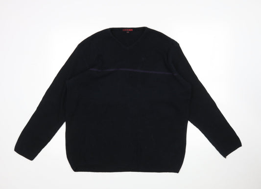 George Mens Black V-Neck  Acrylic Pullover Jumper Size M