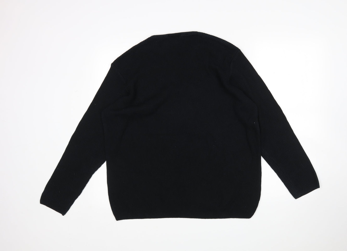 George Mens Black V-Neck  Acrylic Pullover Jumper Size M