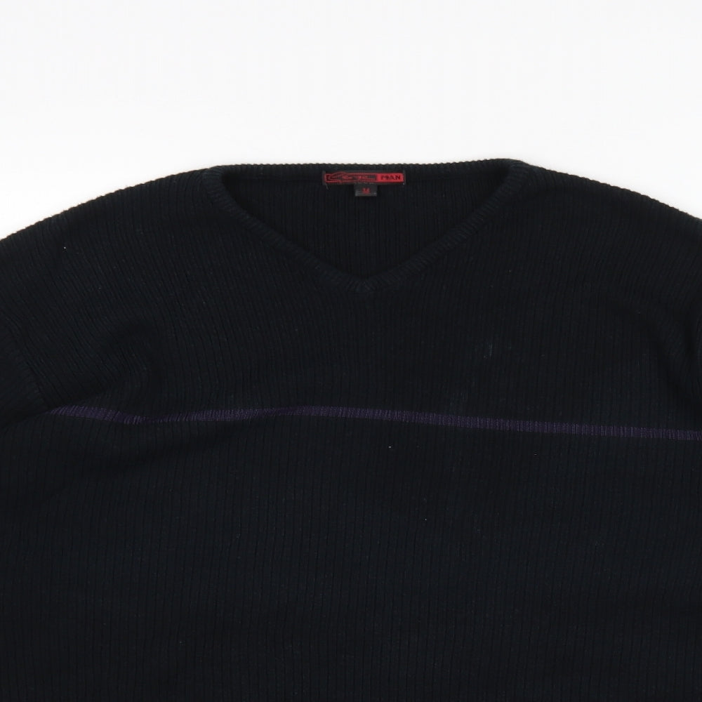 George Mens Black V-Neck  Acrylic Pullover Jumper Size M