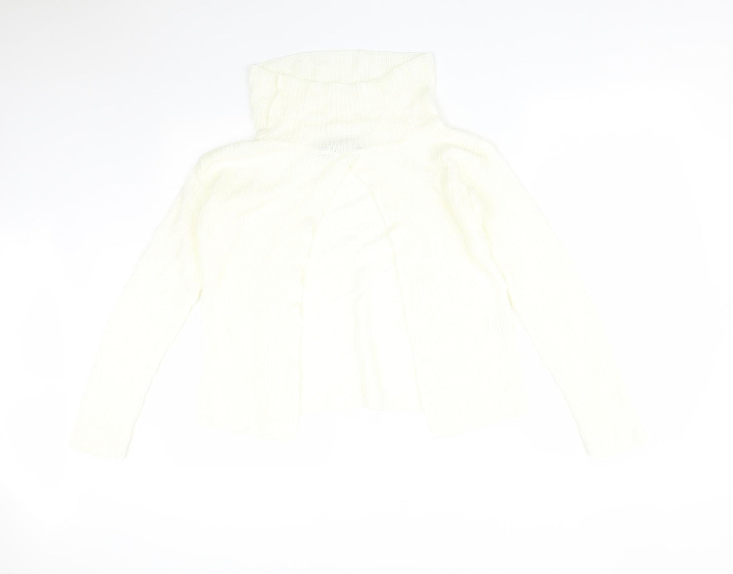 I SAW IT FIRST Womens Yellow Striped Acrylic Basic T-Shirt Size S Roll Neck