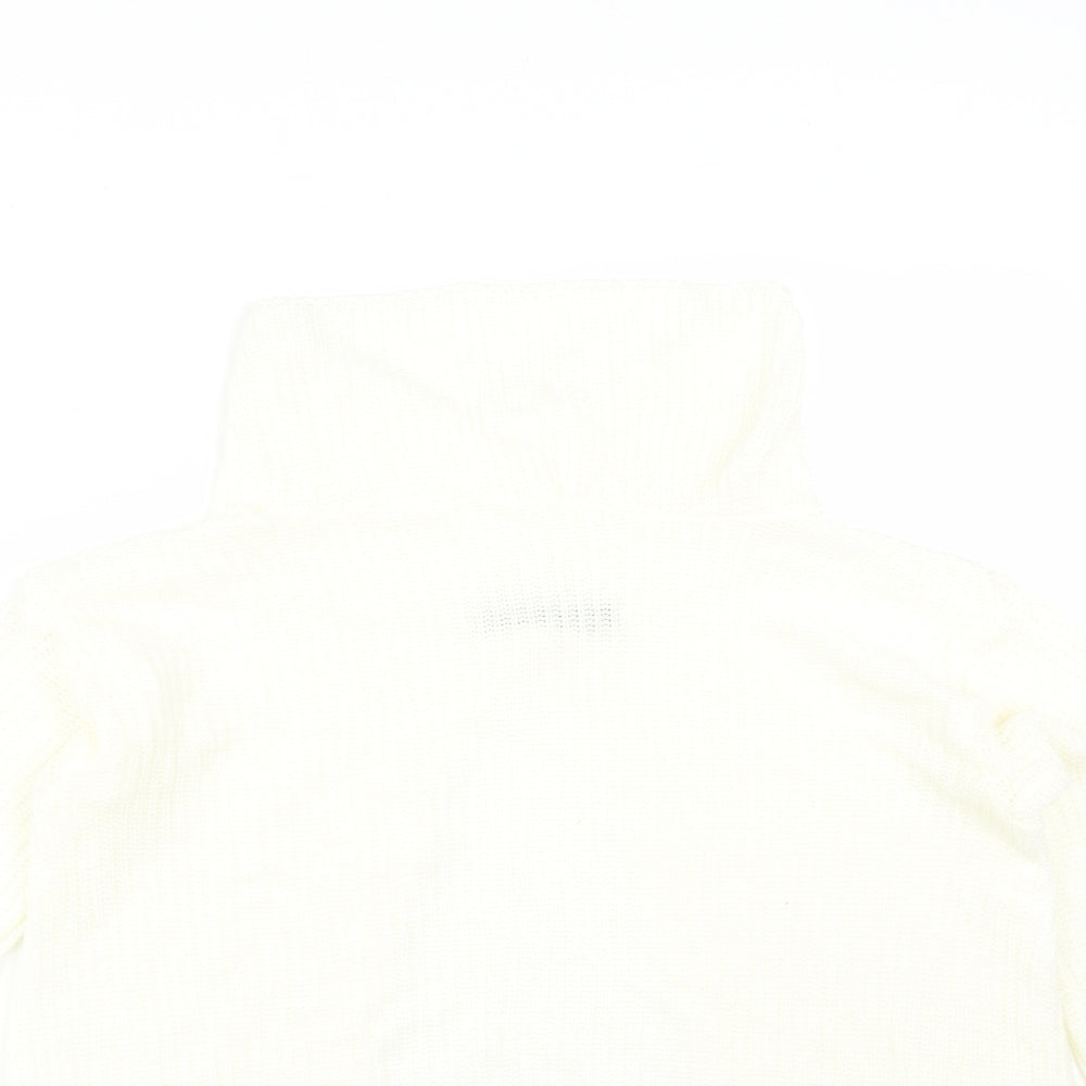 I SAW IT FIRST Womens Yellow Striped Acrylic Basic T-Shirt Size S Roll Neck