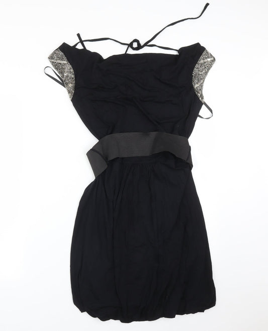 Dorothy Perkins Womens Black  Viscose A-Line  Size 12 Cowl Neck