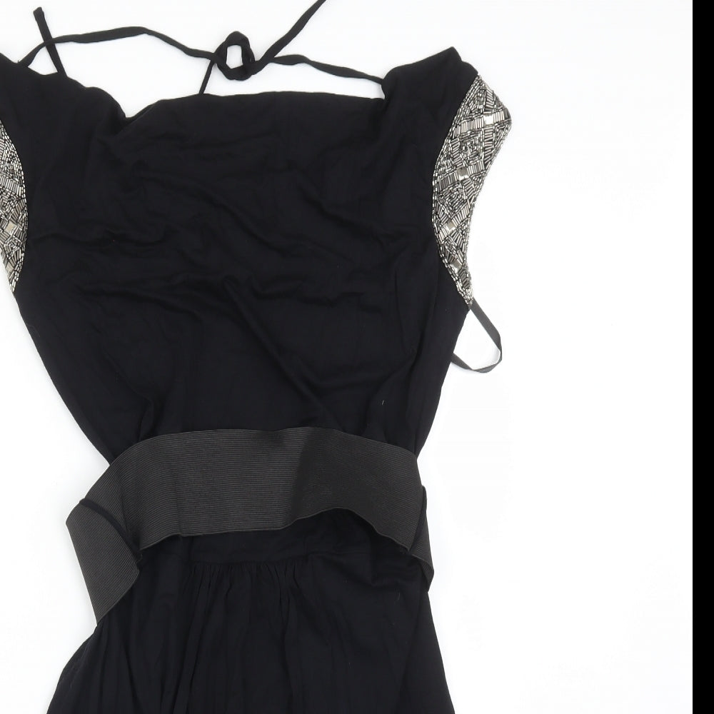 Dorothy Perkins Womens Black  Viscose A-Line  Size 12 Cowl Neck