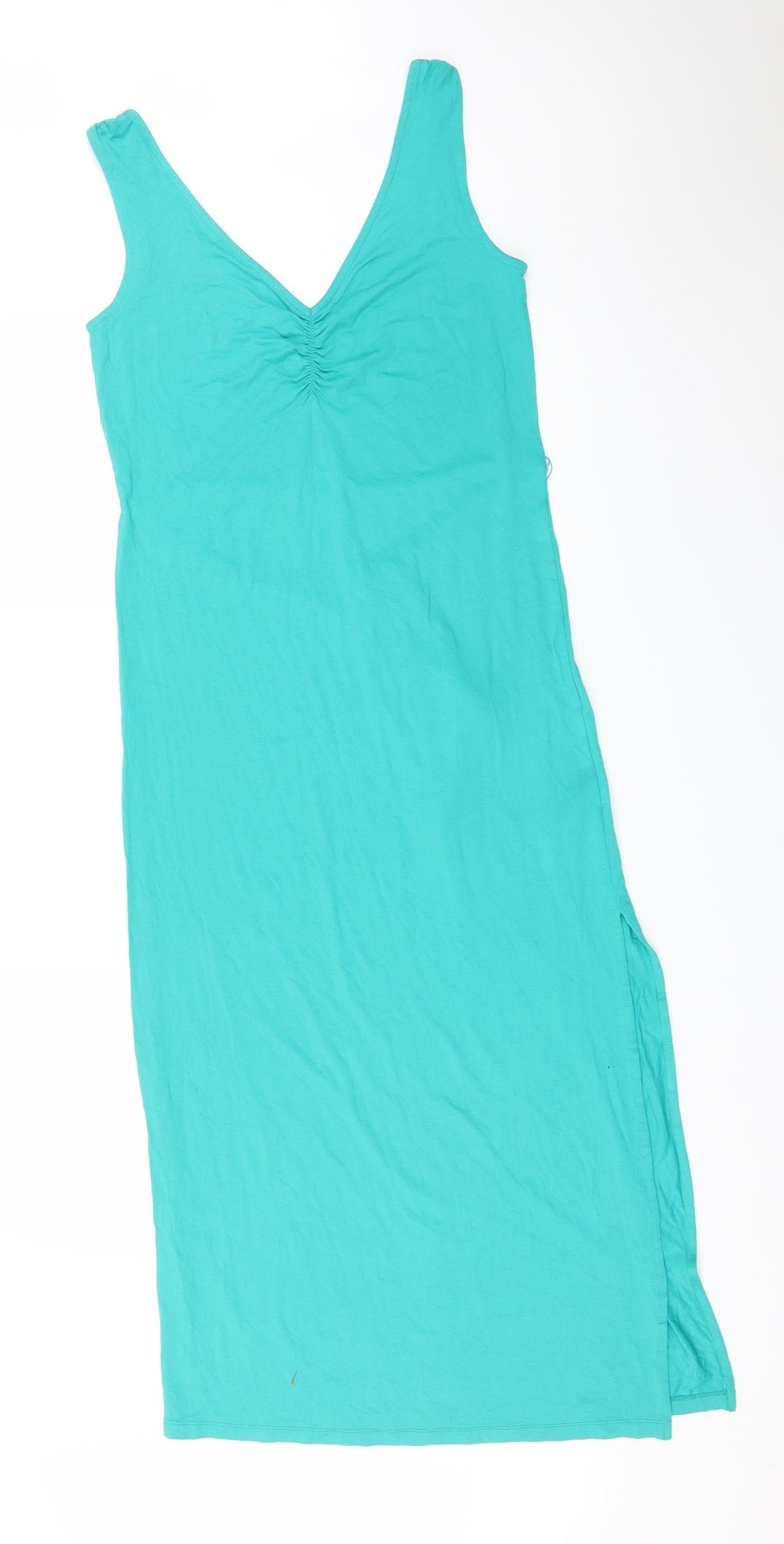 M&S Womens Green  Viscose Maxi  Size 8 V-Neck