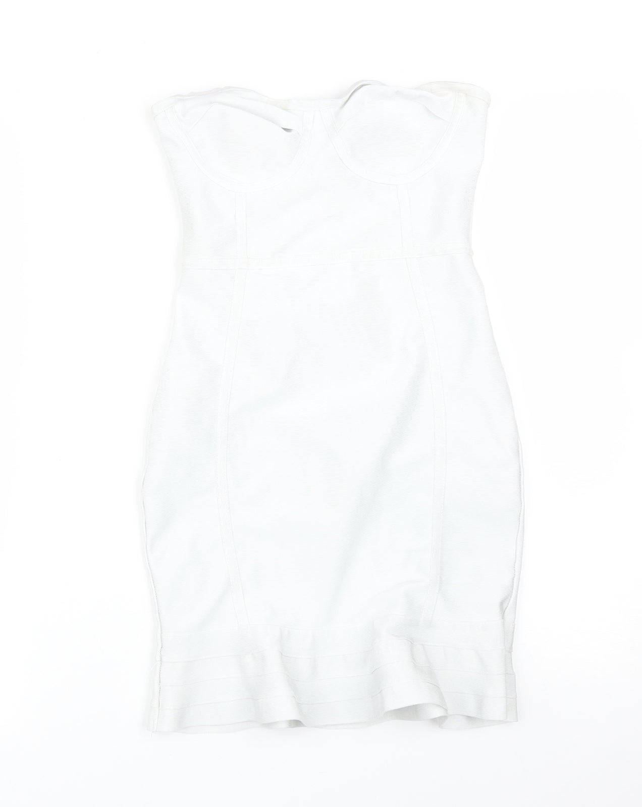 PRETTYLITTLETHING Womens White  Polyester Pencil Dress  Size 8 Sweetheart