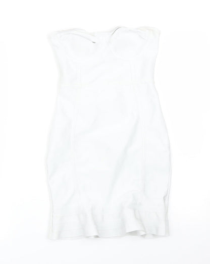 PRETTYLITTLETHING Womens White  Polyester Pencil Dress  Size 8 Sweetheart