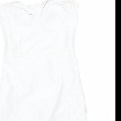 PRETTYLITTLETHING Womens White  Polyester Pencil Dress  Size 8 Sweetheart