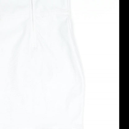 PRETTYLITTLETHING Womens White  Polyester Pencil Dress  Size 8 Sweetheart