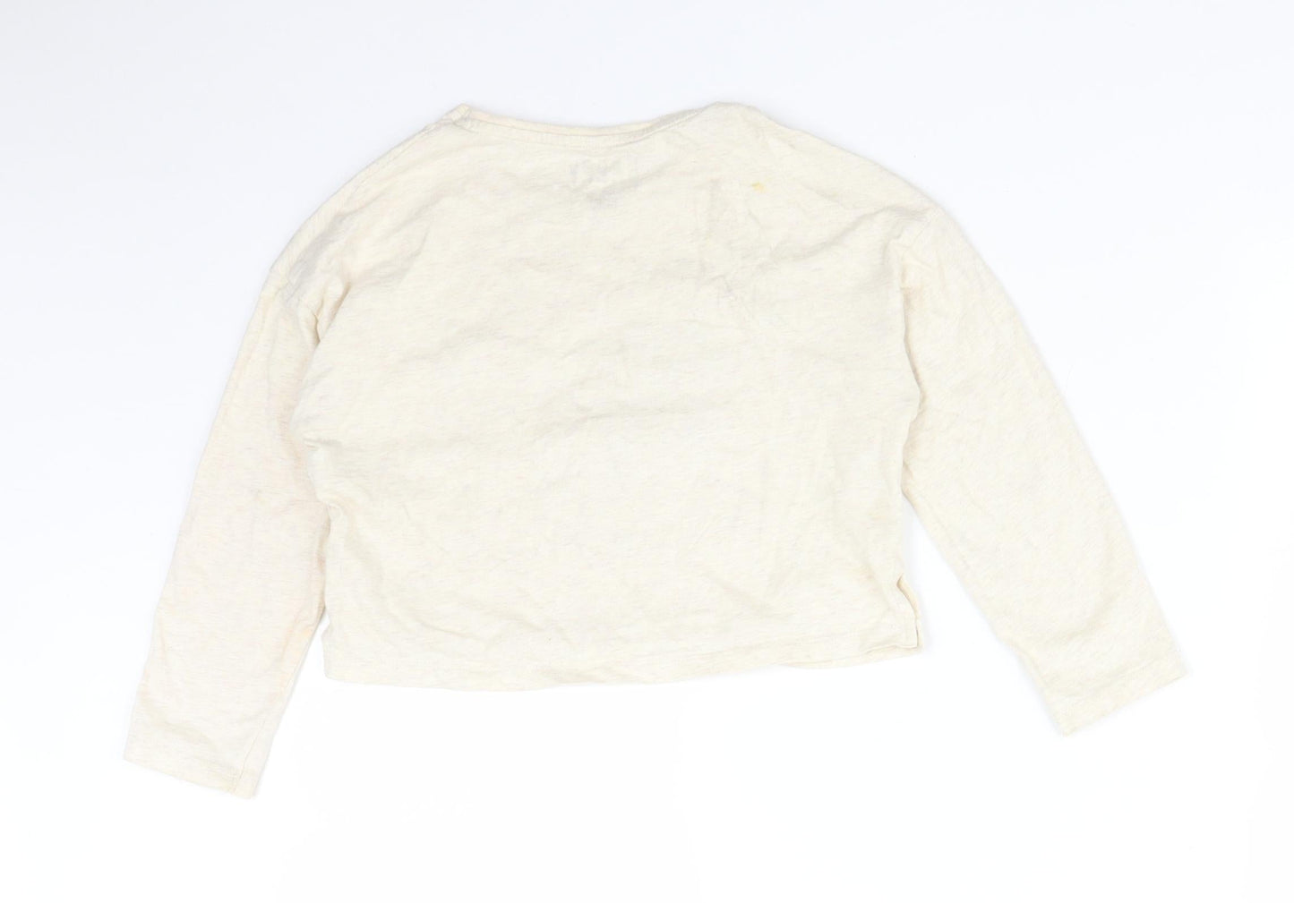F&F Girls Beige  Cotton Basic T-Shirt Size 6-7 Years Round Neck  - FOLLOW YOUR HEART