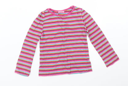 Cherokee Girls Multicoloured Striped Cotton Pullover T-Shirt Size 2-3 Years Round Neck