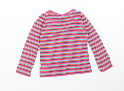 Cherokee Girls Multicoloured Striped Cotton Pullover T-Shirt Size 2-3 Years Round Neck