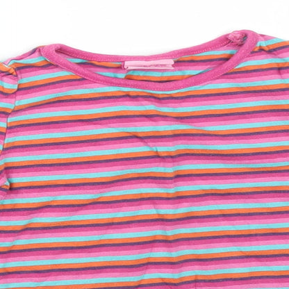 Cherokee Girls Multicoloured Striped Cotton Pullover T-Shirt Size 2-3 Years Round Neck